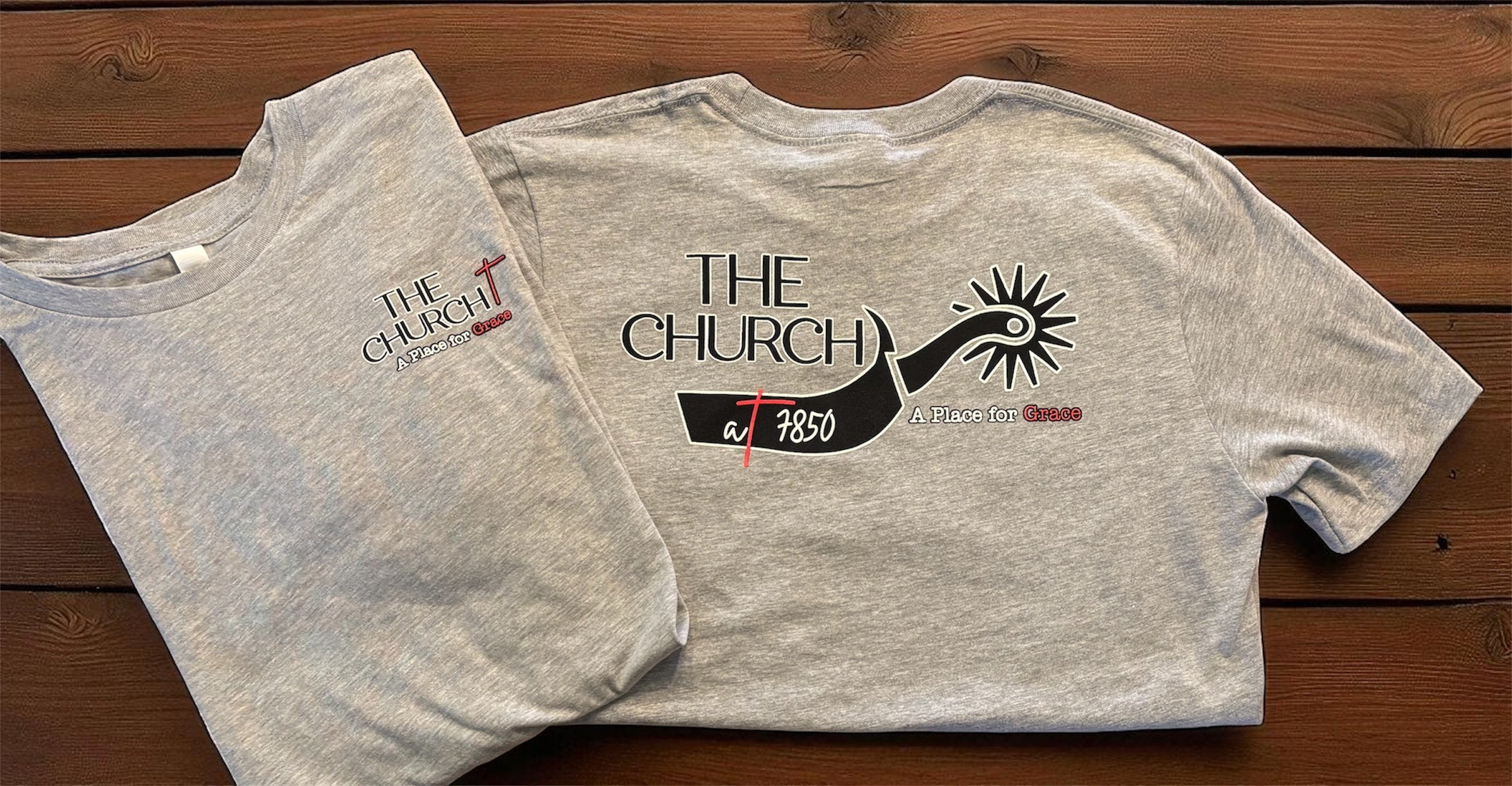 THE CHURCH Grey short sleeve logo