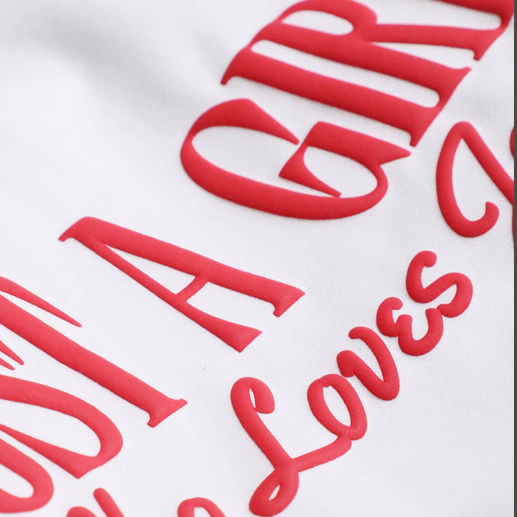 JUST A GIRL WHO LOVES JESUS PUFF MIDWEIGHT Sweatshirt