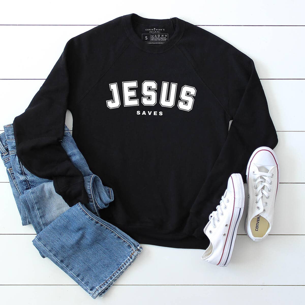 Jesus Saves Premium Fleece Sweatshirt